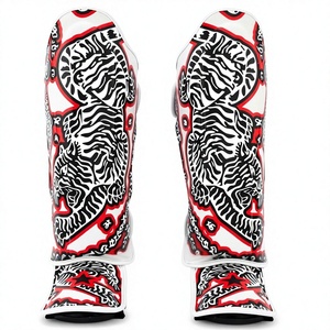 สนับแข้งลายเสือแดงขาว อุปกรณ์ป้องกันขาสำหรับมวยไทย อุปกรณ์ฝึกซ้อม MMA - Product Image 2