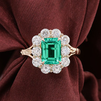 Bague de luxe personnalisée en or jaune 14 carats avec émeraude de laboratoire de 2,5 carats et diamant moissanite, bijoux pour femmes, nouveauté 2022
