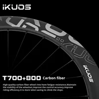 IKUOS High-Frame 50/65MM Paire de roues de vélo de route en fibre de carbone, axe traversant, frein à disque, moyeu à cliquet 36T en carbone pour BMX