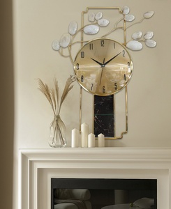 Mặt đồng hồ bằng đá cẩm thạch đen trang trí ba chiều sáng tạo vỏ trang trí tường đồng hồ im lặng mạ kim loại - Product Image 4