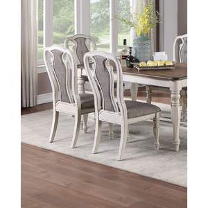 Juego de 2 Sillas de Comedor DB en Blanco Antiguo, Tapizadas en PU Gris con Respaldo Acolchado, Diseño para Comedor - Product Image 3