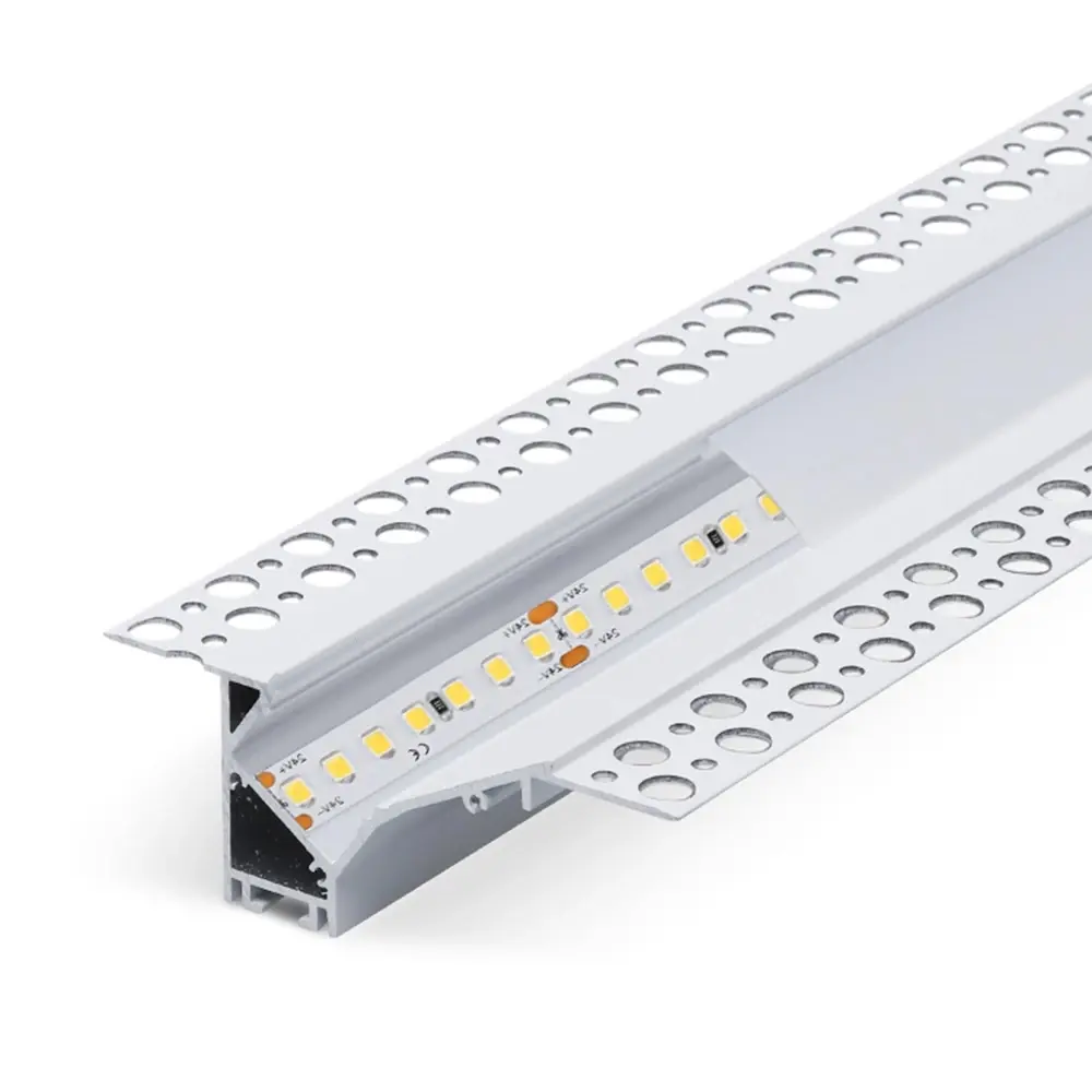 Led şerit kanalı ile şerit ışık korniş için 100cm siyah esnek lineer yuvarlak trimless alçıpan 3m alüminyum led profil klip