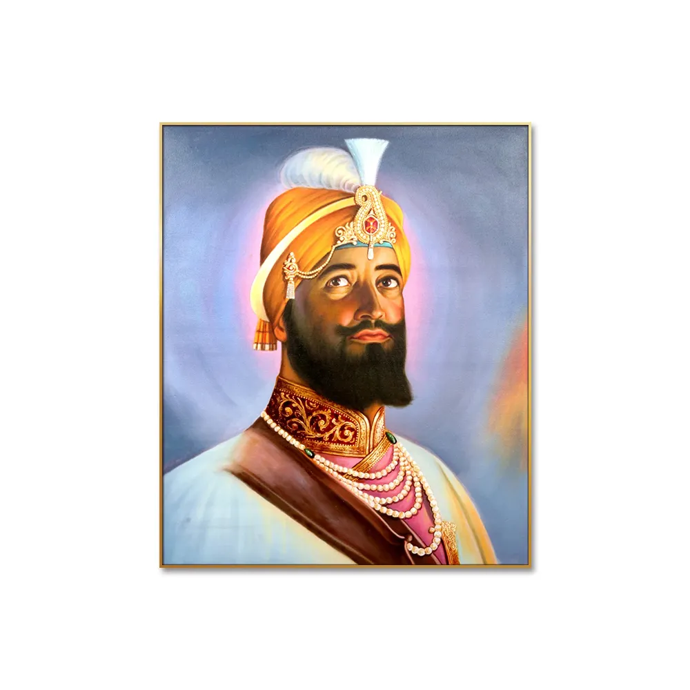 Huamiao Custom Portrait Painting Sikh Gurus Gobind Singh Ji Frame Crystal Porcelain Painting Wall Art Picture
