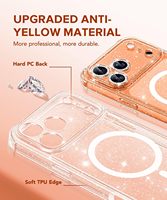 Coque TPU transparente antichoc BERFY pour 17 Pro Max avec paillettes, protection anti-jaunissement et protection d'écran, 3 lentilles de caméra diamantées