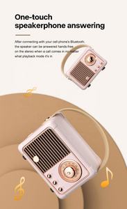 Haut-parleur Bluetooth portable de style rétro, <span class=keywords><strong>son</strong></span> HiFi sans fil, modes de lecture multiples, rechargeable pour la maison, le <span class=keywords><strong>bureau</strong></span>, les voyages, cadeau - Product Image 4