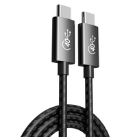 2M 20V5A pengisian cepat USB4 Tipe C ke C kabel Data Hitam cangkang logam 40Gbps yang dapat dipindah