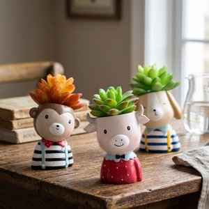 Resin Crafts Cartoon Animal Flower Pot Cute <strong>Planter</strong> Succulent Pot Desktop Decor Home Office Shelf Ornament Adorable <strong>Gift</strong> - Product Image 2