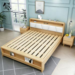 Cama de madera tamaño king de 1.5m, diseño nuevo, muebles de dormitorio ecológicos, con logotipo personalizado, MOQ bajo, al mejor precio de mayorista en China. - Product Image 4