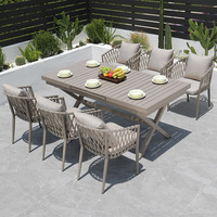 Trois pièces durables PE rotin mobilier d'extérieur petites tables chaises combinaison pour cour jardin terrasse balcon cour