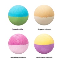 Bombes de bain effervescentes bicolores au sel marin 140g, prêtes à être expédiées, aux huiles essentielles biologiques, marque privée, vente en gros, fabricant OEM