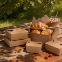 Bol en papier kraft de luxe biodégradable et recyclable de 32 oz avec logo personnalisé pour salades, restaurants à emporter et fêtes