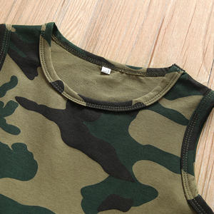 Venta al por mayor de ropa de boutique para niños cuello redondo niñas enagua vestido sin mangas de camuflaje - Product Image 2