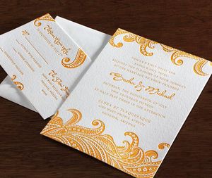 บัตรเชิญงานแต่งแบบสั่งทำลายนูน/เลเซอร์ตัด/กระดาษฟอยล์สีทอง tarjeta de Boda - Product Image 5