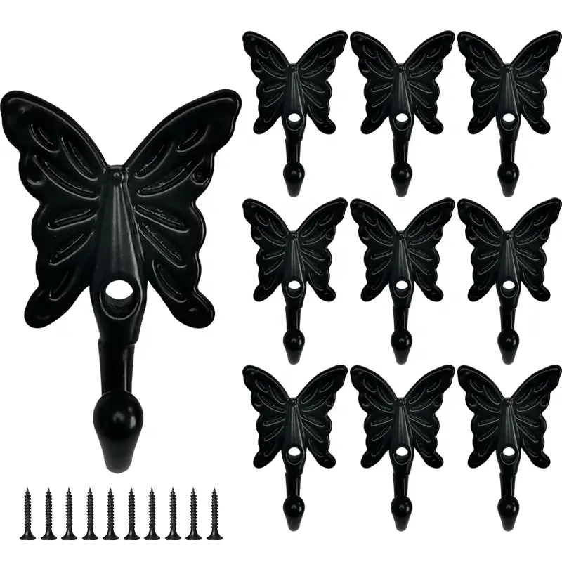 Home Fashion Butterfly Metal Decorative Hooks Vintage Coat Hooks Decorative Wall Hanging Hooks