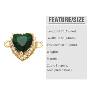 Multicolor Crystal Heart Charm for Bracelet Necklace Copper DIY Keychain Purse Charm <strong>Jewelry</strong> Making <strong>Supplies</strong> chma522 - Product Image 4