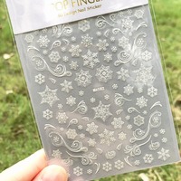 Stiker Kuku Natal Baru Qianya, Pohon Natal, Huruf, Kepingan Salju, Manusia Salju, Natal Putih, Stiker Kuku 3D