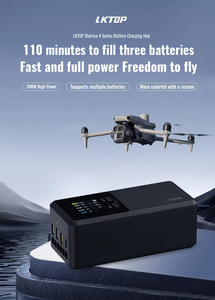 Cargador Rápido LKTOP de 200W y 3 Puertos para DJI Air 3 - Carga Simultánea de 2 Baterías y RC 2, Pantalla LED, Concentrador Compacto Todo en Uno - Product Image 5