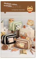 Trousse à crayons Kawaii Capybara grande capacité avec fenêtre transparente, organiseur de papeterie multi-compartiments pour étudiants