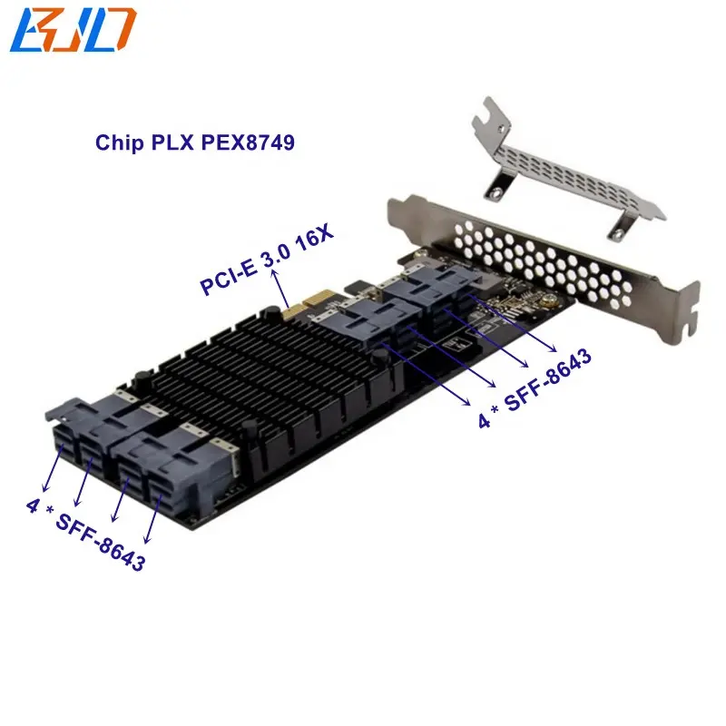 8 बंदरगाह मिनी एसएएस SFF-8643 PCI एक्सप्रेस Pci-ई 3.0 16X एडाप्टर विस्तार करने के लिए कनवर्टर कार्ड PLX 8747 सर्वर के लिए U.<span class=keywords><strong>2</strong></span> NVME SSD
