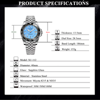 Montre mécanique automatique de luxe avec logo personnalisé NH35, acier inoxydable, cristal saphir, étanche 10 ATM, montre-bracelet pour homme