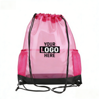 Sacs de shopping en plastique transparents personnalisés avec logo imprimé, marque propre, pour l'extérieur, imperméables, avec cordon de serrage