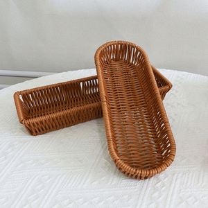 Bandeja de Servir Tejida de Mimbre y Ratán para Mesa de Comedor y Café, Porta Pasteles y Tartas - Product Image 3