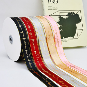 Đôi Vàng polyester <span class=keywords><strong>ribbon</strong></span> in tim <span class=keywords><strong>Ribbon</strong></span> nướng Hoa bọc <span class=keywords><strong>Valentine</strong></span> <span class=keywords><strong>Ribbon</strong></span> - Product Image 2