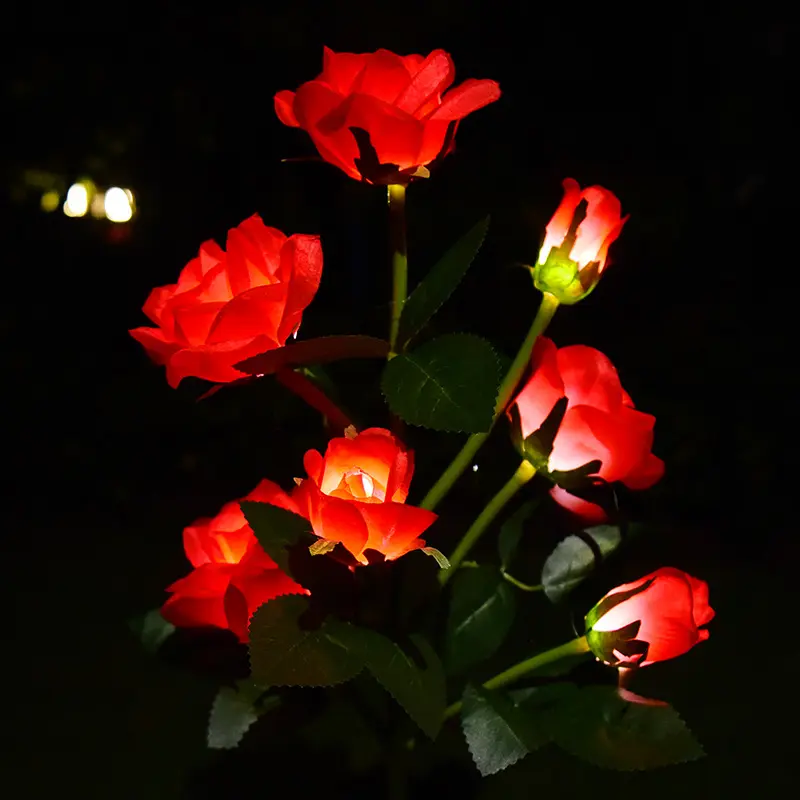 태양 광 정원 조명 장미와 야외 LED 태양 광 꽃 조명 IP65 방수 태양 광 조명 마당 안뜰 데코라를위한 야외 정원