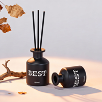 Flacon diffuseur en verre brun vide de 150 ml avec bouchon en liège, finition mate, sérigraphie pour parfum