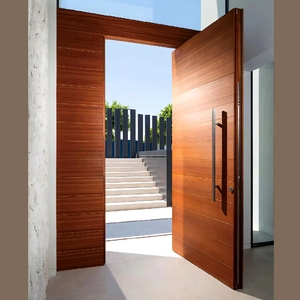 Porte d'entrée principale extérieure 2026 en aluminium moulé, pivotante en acier avec lumière latérale bleue, pour entrée sécurisée - Product Image 1