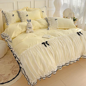 Nouveau modèle jupes de lit à volants en dentelle pleine grandeur à volants avec plate-forme en coton à chute profonde draps de lit pour filles - Product Image 2