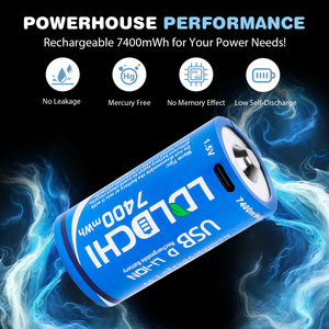 Có Thể Sạc Lại D Pin 1000 Chu Kỳ 1.5V 7400mwh <span class=keywords><strong>Lithium</strong></span>-Ion Pin Cho Đèn Pin Máy Nước Nóng Bếp Gas - Product Image 2