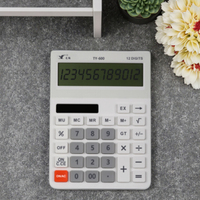 Calculatrice de bureau avec affichage à double ligne et rapport vocal est équipé de deux piles 3A.