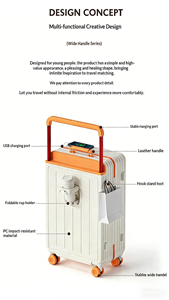 Valise élégante, nouvelle arrivée, design minimaliste, haute esthétique, avec mot de passe, poignée <span class=keywords><strong>télescopique</strong></span> large, design bicolore pour jeunes adultes - Product Image 5