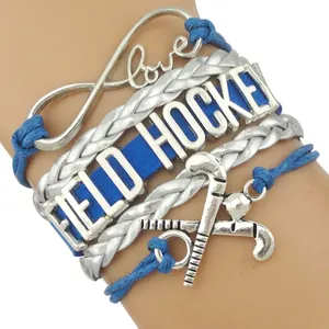 Manufacturer Infinity Love Field Hockey Leather Wrap Bracelet Ice Hockey Jewelry Men's Leather Wrap Bracelets for Women