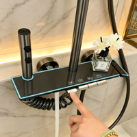 Ensemble de douche de luxe pour salle de bain, système de douche numérique intelligent à température constante, à commande par bouton piano, mural, haute pression