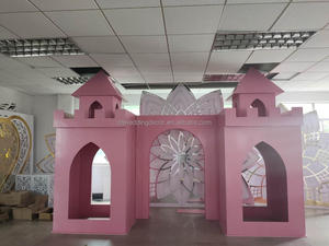 Castillo rosa de <span class=keywords><strong>cuento</strong></span> de hadas para bodas, fondo acrílico para fiesta de cumpleaños, evento infantil, boda - Product Image 4