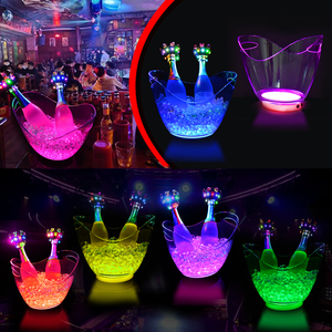 Seau à glace LED ovale de 8 L en forme de bateau, rechargeable, 7 couleurs changeantes, en plastique, pour discothèque, <span class=keywords><strong>bar</strong></span>, service VIP - Product Image 3