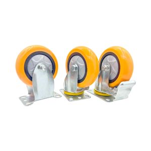 Hochwertige 3/4/5 Zoll Edelstahl-Vollräder Handwagenrollen Mittelgroße <span class=keywords><strong>PU</strong></span>-Kunststoffrollen - Product Image 6