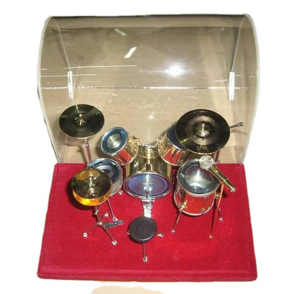 2024 Jingying Music Miniature Drum Kits Model,Mini Copper Drum Sets Model Home Decoration Birthday Instrument Gift