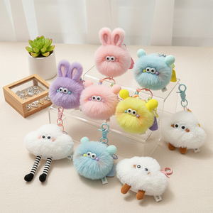 Porte-clés en fausse fourrure <span class=keywords><strong>de</strong></span> vison <span class=keywords><strong>kawaii</strong></span> personnalisé en gros, elfe festonné, <span class=keywords><strong>lutin</strong></span> <span class=keywords><strong>de</strong></span> la poussière avec chaîne colorée pour sac d'étudiant, cadeau <span class=keywords><strong>de</strong></span> couple - Product Image 1
