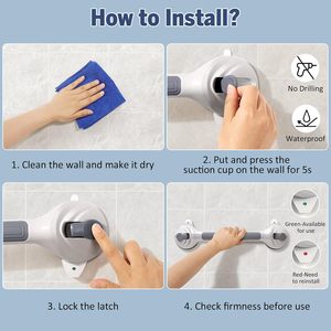 Barras de Agarre con Ventosas para Ducha para Personas Mayores, Asas de Seguridad para Baño, Pasamanos Removibles sin Perforación, para Discapacitados, Ayuda para el Equilibrio - Product Image 3