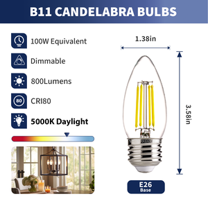 Fabrik preis Dimmbar Flimmer frei E26 Base Candle Glühbirne Tageslicht Weich Weiß 800LM <span class=keywords><strong>LED</strong></span> Glaskolben für Residential Hotel UL - Product Image 2