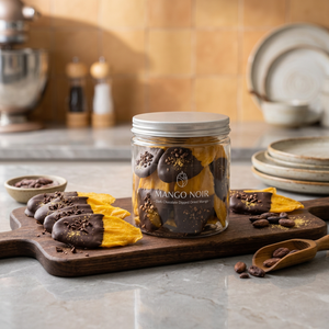 Premium dried mango with dark choco OEM <b>bitter</b> sweet snacks ready to eat B2B PET jars gifts wholesale or retail - Product Image 2