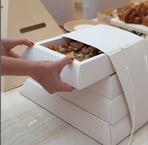 صندوق ورقي مموج صديق للبيئة وقابل لإعادة التدوير مع مقبض مخصص لتغليف الطعام للوجبات الجاهزة وتعبئة الحليب - Product Image 4