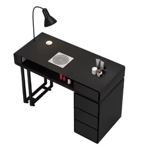 Mesa de Manicura Moderna Multifuncional de Madera para Salón con Cajones y Barra de Limpieza de Uñas - Product Image 1