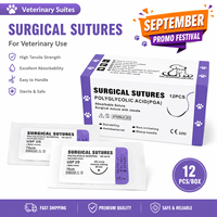 Sutures chirurgicales vétérinaires résorbables à coupe inversée avec aiguille PGA 2-0 3-0 pour chiens et chats, prêtes à être expédiées
