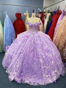 In Offerta Speciale Abito da Ballo Fiabesco da Quinceañera Elegante Viola in Pizzo con Perline per Feste di Compleanno e Rientro a Scuola Vestito da Sera 2025 - Product Image 2