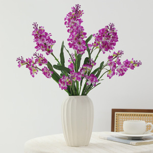 Bouquet de fleurs artificielles 10 Delphiniums et Jacynthes à tiges multiples, violet et blanc, en plastique et soie, haute simulation, pour mariage et décoration intérieure - Product Image 1