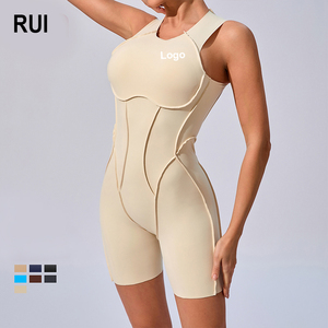 RUIQUWIN Summer Women's Breathable Backless Yoga Jumpsuit High Elastic 3D Stitching <b>Tight</b> Bodysuit for Pilates Fitness Sports - Product Image 1